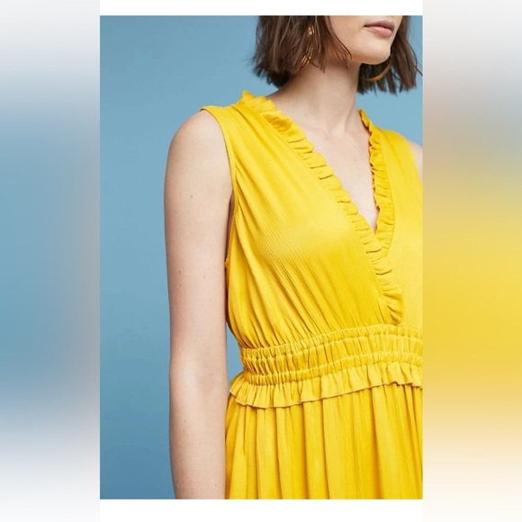 Anthropologie MAEVE Mustard Yellow Dress Medium - Picture 14 of 14